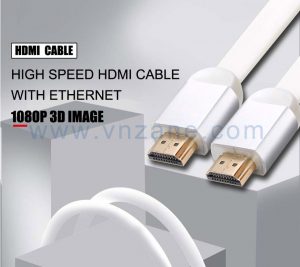 vnzane white flat HDMI cable for stable data transmission